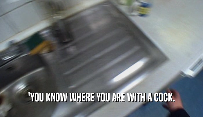 'YOU KNOW WHERE YOU ARE WITH A COCK.  