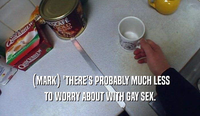 (MARK) 'THERE'S PROBABLY MUCH LESS TO WORRY ABOUT WITH GAY SEX. 