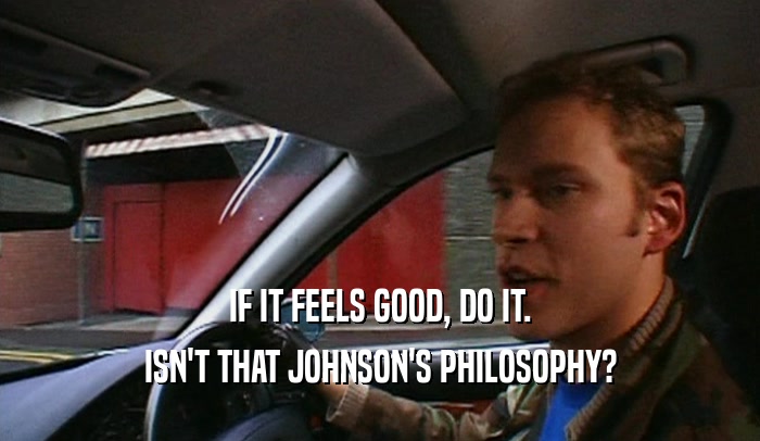 IF IT FEELS GOOD, DO IT. ISN'T THAT JOHNSON'S PHILOSOPHY? 