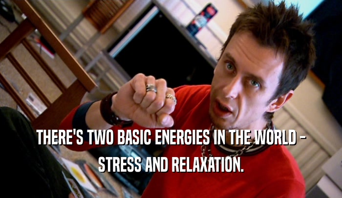 THERE'S TWO BASIC ENERGIES IN THE WORLD - STRESS AND RELAXATION. 