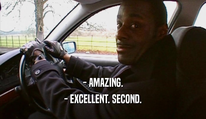 - AMAZING. - EXCELLENT. SECOND. 