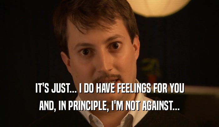 IT'S JUST... I DO HAVE FEELINGS FOR YOU AND, IN PRINCIPLE, I'M NOT AGAINST... 