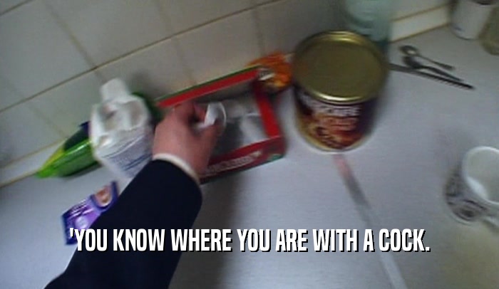 'YOU KNOW WHERE YOU ARE WITH A COCK.  