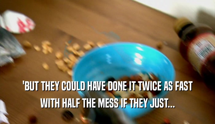 'BUT THEY COULD HAVE DONE IT TWICE AS FAST WITH HALF THE MESS IF THEY JUST... 