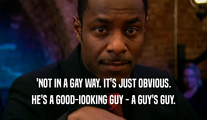 'NOT IN A GAY WAY. IT'S JUST OBVIOUS. HE'S A GOOD-IOOKING GUY - A GUY'S GUY. 