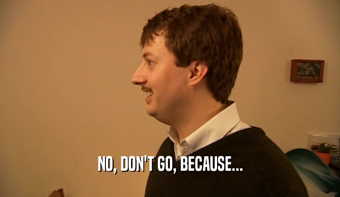 NO, DON'T GO, BECAUSE...  