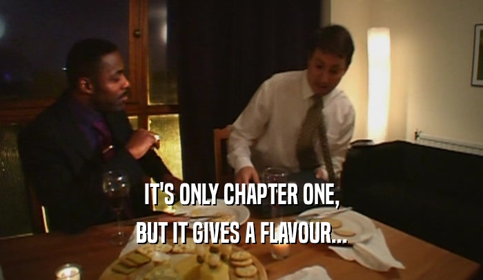 IT'S ONLY CHAPTER ONE, BUT IT GIVES A FLAVOUR... 