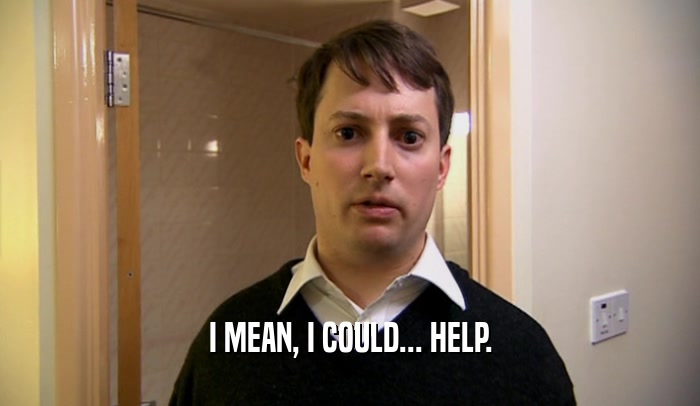 I MEAN, I COULD... HELP.  