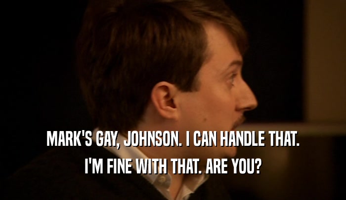MARK'S GAY, JOHNSON. I CAN HANDLE THAT. I'M FINE WITH THAT. ARE YOU? 