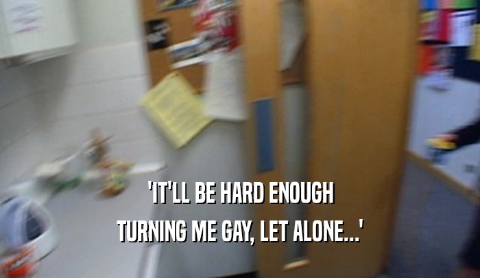 'IT'LL BE HARD ENOUGH TURNING ME GAY, LET ALONE...' 