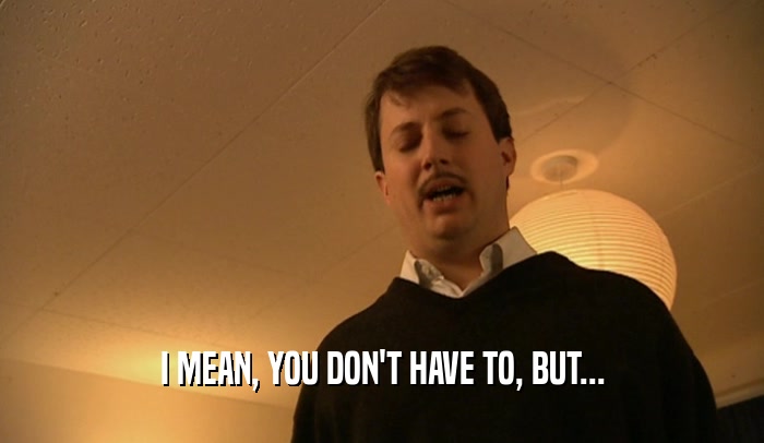 I MEAN, YOU DON'T HAVE TO, BUT...  