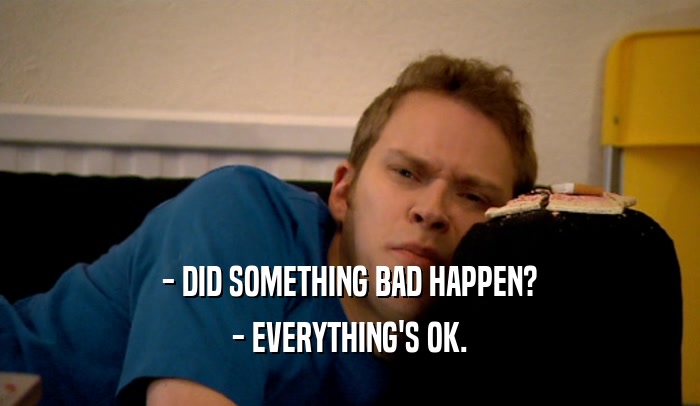 - DID SOMETHING BAD HAPPEN? - EVERYTHING'S OK. 
