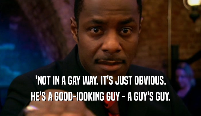 'NOT IN A GAY WAY. IT'S JUST OBVIOUS. HE'S A GOOD-IOOKING GUY - A GUY'S GUY. 