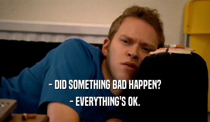 - DID SOMETHING BAD HAPPEN? - EVERYTHING'S OK. 