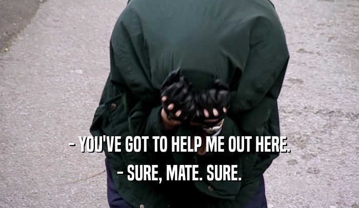 - YOU'VE GOT TO HELP ME OUT HERE. - SURE, MATE. SURE. 