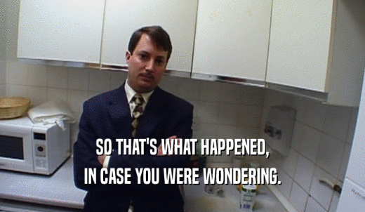 SO THAT'S WHAT HAPPENED, IN CASE YOU WERE WONDERING. 