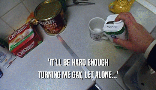 'IT'LL BE HARD ENOUGH TURNING ME GAY, LET ALONE...' 