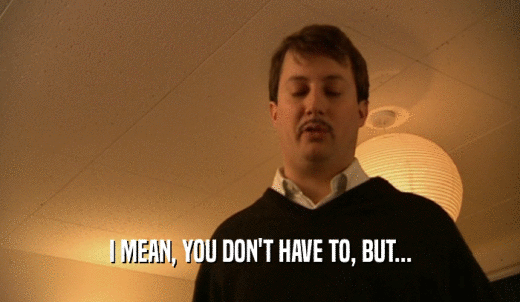 I MEAN, YOU DON'T HAVE TO, BUT...  