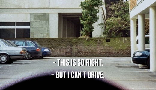 - THIS IS SO RIGHT. - BUT I CAN'T DRIVE. 