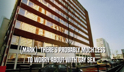 (MARK) 'THERE'S PROBABLY MUCH LESS TO WORRY ABOUT WITH GAY SEX. 