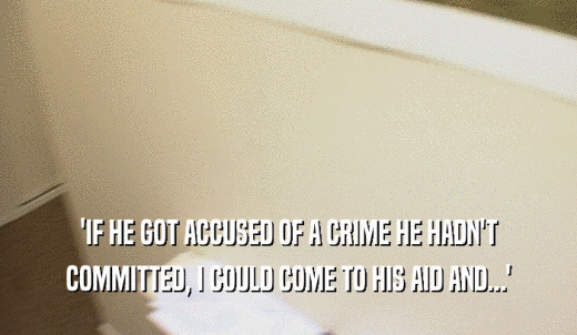 'IF HE GOT ACCUSED OF A CRIME HE HADN'T COMMITTED, I COULD COME TO HIS AID AND...' 