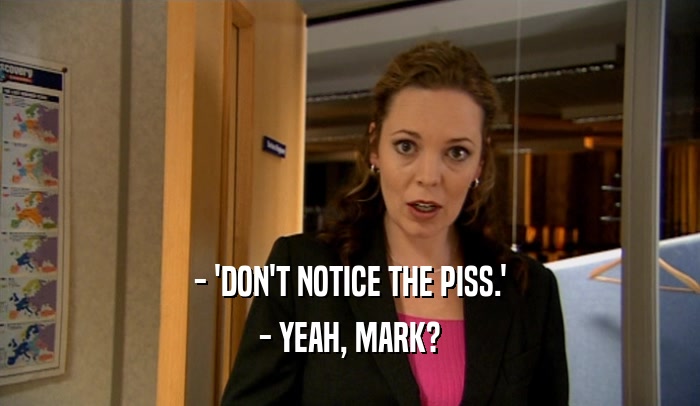 - 'DON'T NOTICE THE PISS.' - YEAH, MARK? 