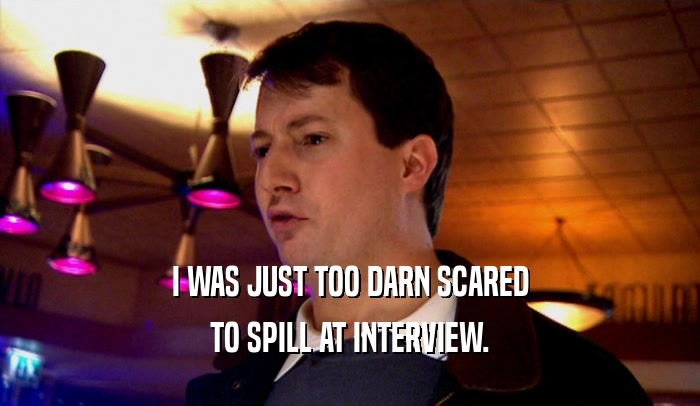 I WAS JUST TOO DARN SCARED TO SPILL AT INTERVIEW. 