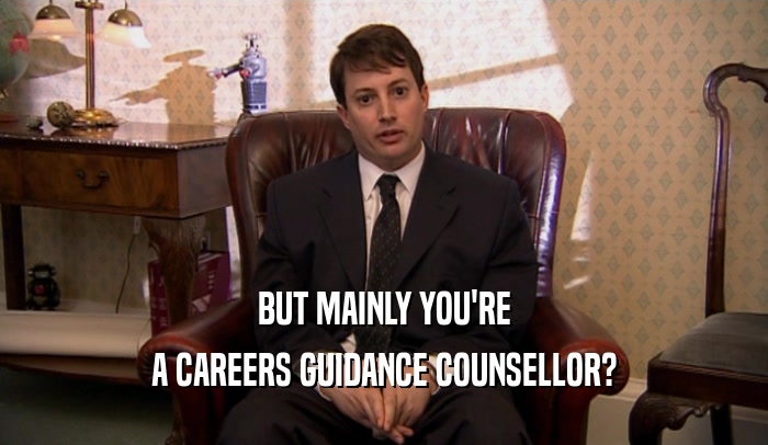 BUT MAINLY YOU'RE A CAREERS GUIDANCE COUNSELLOR? 