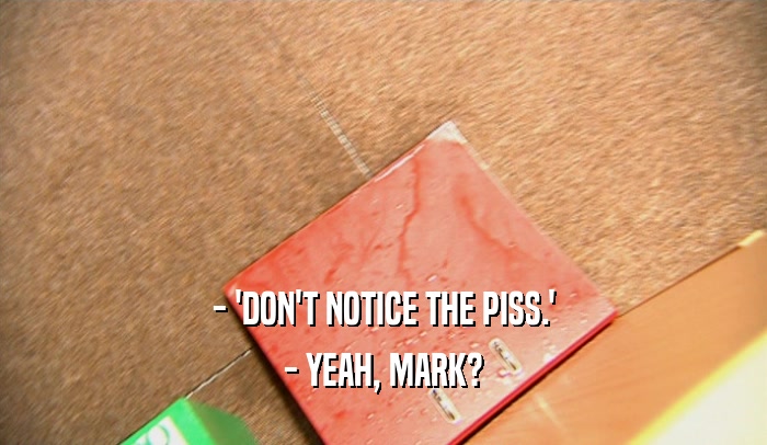 - 'DON'T NOTICE THE PISS.' - YEAH, MARK? 