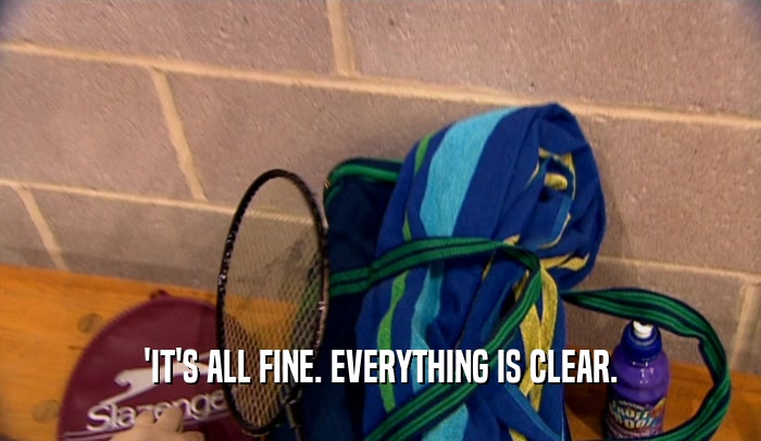 'IT'S ALL FINE. EVERYTHING IS CLEAR.  