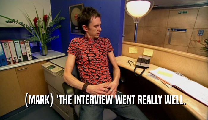 (MARK) 'THE INTERVIEW WENT REALLY WELL.
  