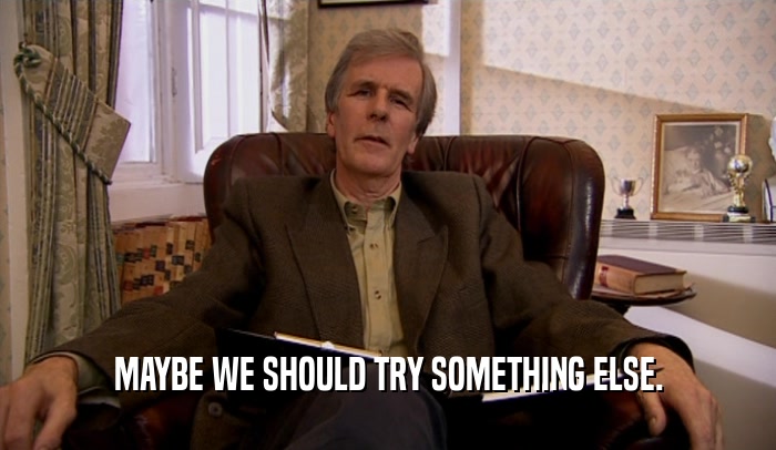 MAYBE WE SHOULD TRY SOMETHING ELSE.  