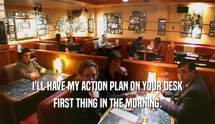 I'LL HAVE MY ACTION PLAN ON YOUR DESK FIRST THING IN THE MORNING. 