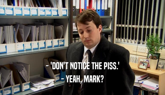 - 'DON'T NOTICE THE PISS.' - YEAH, MARK? 