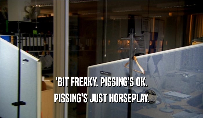 'BIT FREAKY. PISSING'S OK. PISSING'S JUST HORSEPLAY. 