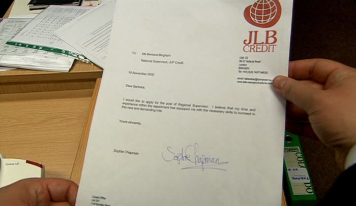 'APPLICATION LETTER TO...? SHE DID IT. SHE STIFFED ME. 