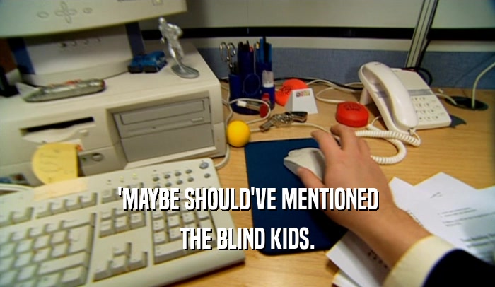 'MAYBE SHOULD'VE MENTIONED THE BLIND KIDS. 
