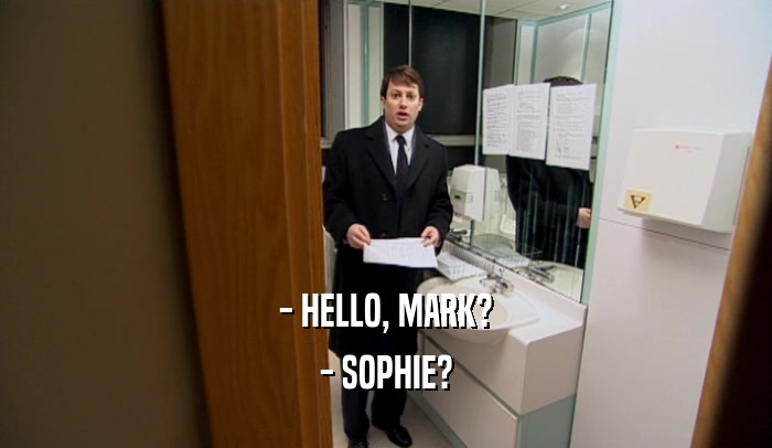 - HELLO, MARK?
 - SOPHIE?
 