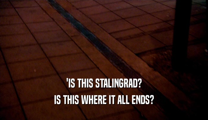 'IS THIS STALINGRAD? IS THIS WHERE IT ALL ENDS? 