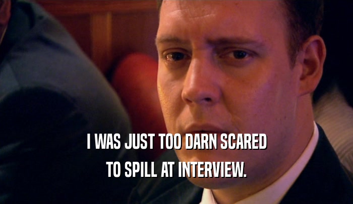 I WAS JUST TOO DARN SCARED TO SPILL AT INTERVIEW. 