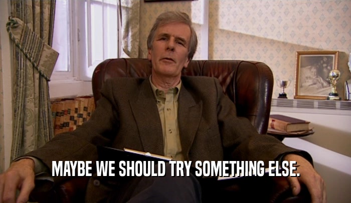 MAYBE WE SHOULD TRY SOMETHING ELSE.  