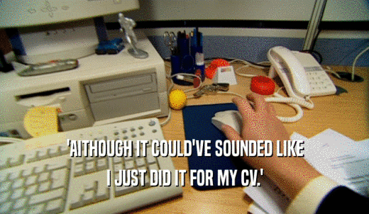 'AITHOUGH IT COULD'VE SOUNDED LIKE I JUST DID IT FOR MY CV.' 