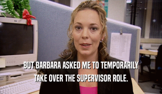 BUT BARBARA ASKED ME TO TEMPORARILY TAKE OVER THE SUPERVISOR ROLE. 