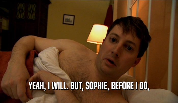 YEAH, I WILL. BUT, SOPHIE, BEFORE I DO,  