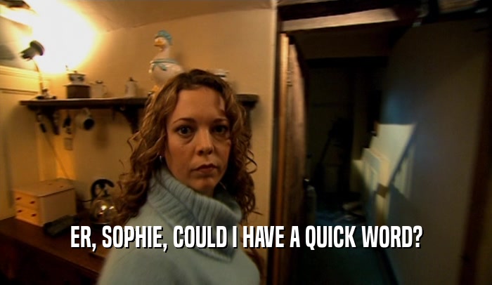ER, SOPHIE, COULD I HAVE A QUICK WORD?
  