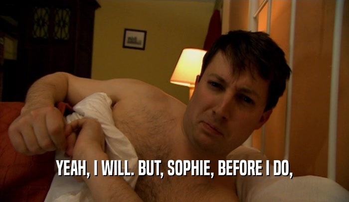 YEAH, I WILL. BUT, SOPHIE, BEFORE I DO,  