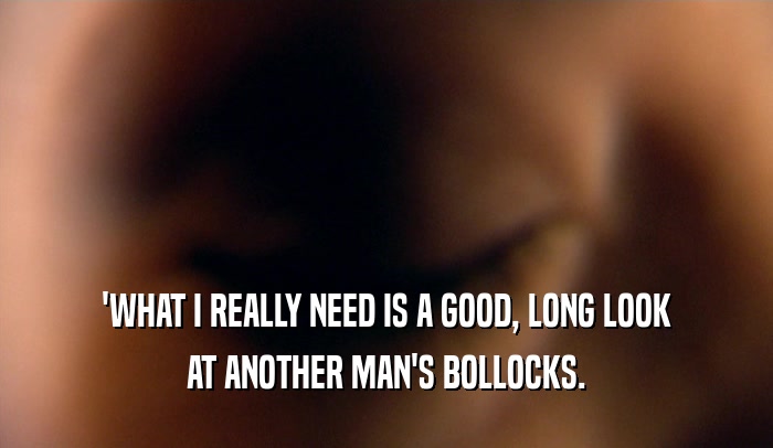 'WHAT I REALLY NEED IS A GOOD, LONG LOOK AT ANOTHER MAN'S BOLLOCKS. 