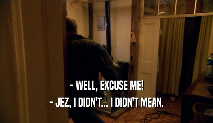 - WELL, EXCUSE ME! - JEZ, I DIDN'T... I DIDN'T MEAN. 
