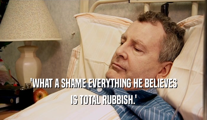 'WHAT A SHAME EVERYTHING HE BELIEVES
 IS TOTAL RUBBISH.'
 