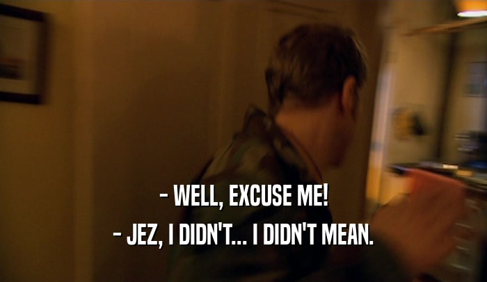 - WELL, EXCUSE ME! - JEZ, I DIDN'T... I DIDN'T MEAN. 